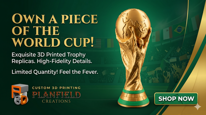 Gold Soccer Trophy Replica, 3D Printed Champion Display Statue