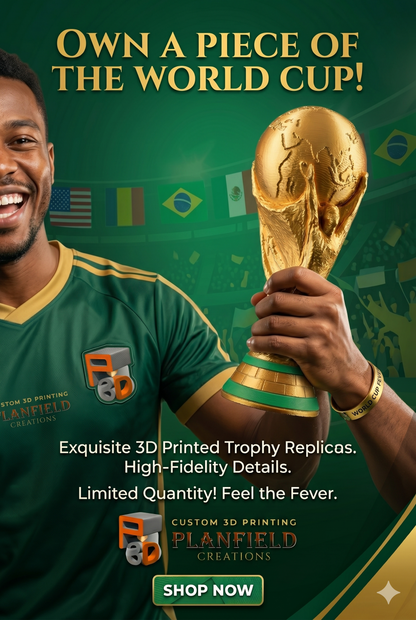 Gold Soccer Trophy Replica, 3D Printed Champion Display Statue