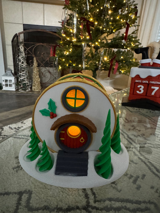 Christmas Drum Fairy House - with placement for tea light.